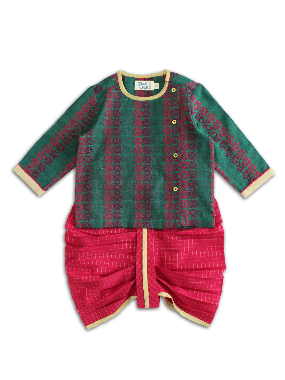 Self Design Kurta Dhoti Set - Green