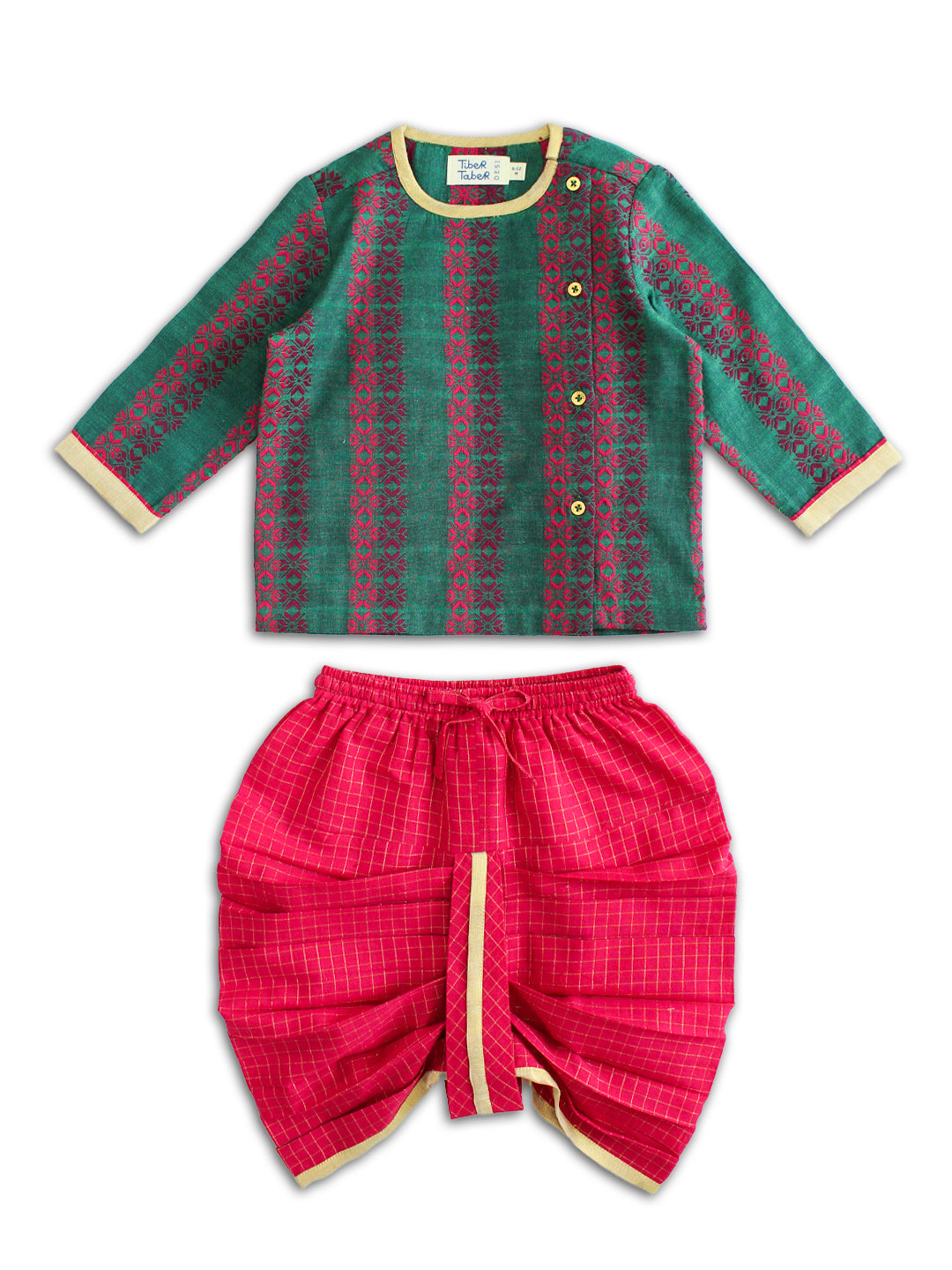 Self Design Kurta Dhoti Set - Green - Image 2