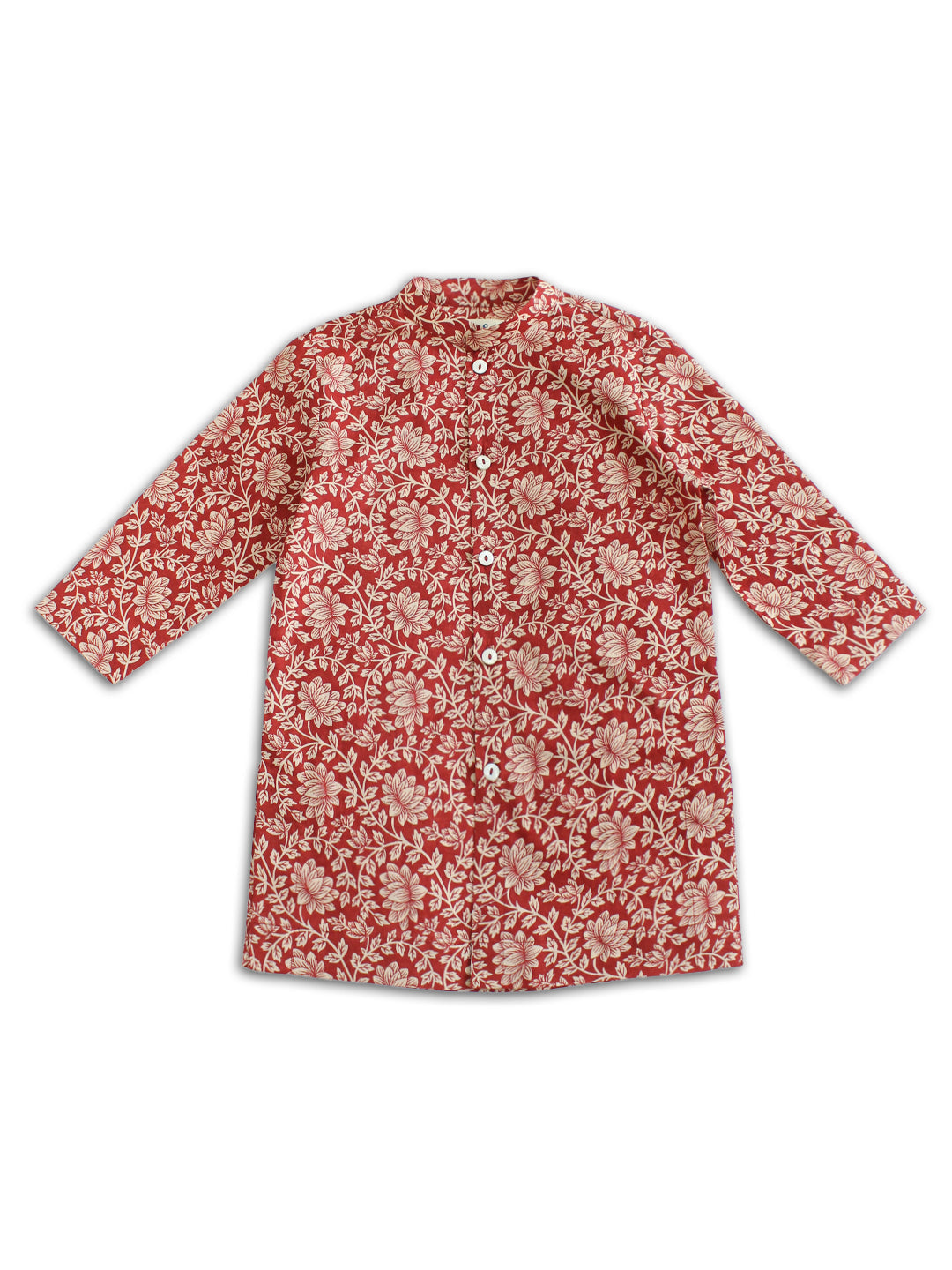 Floral Kurta Pyjama Set - Red - Image 2