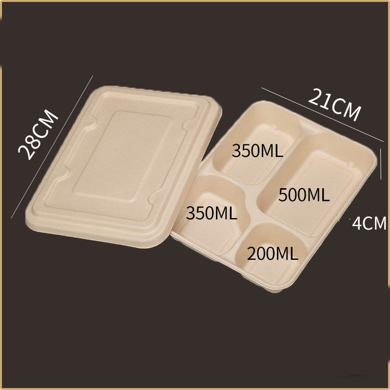 Disposable Four-compartment Lunch Box Lunch Box Environmentally Friendly Biodegradable Paper Pulp – Image 6