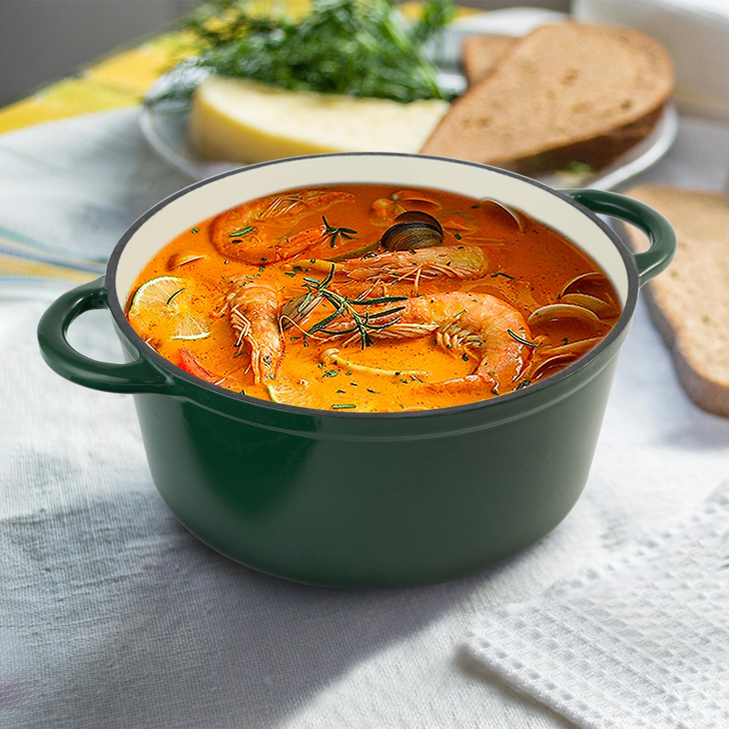 Enameled Cast Iron Dutch Oven – Large Capacity, Non-Stick, Oven Safe up to 500°F – Multi-Functional Cookware