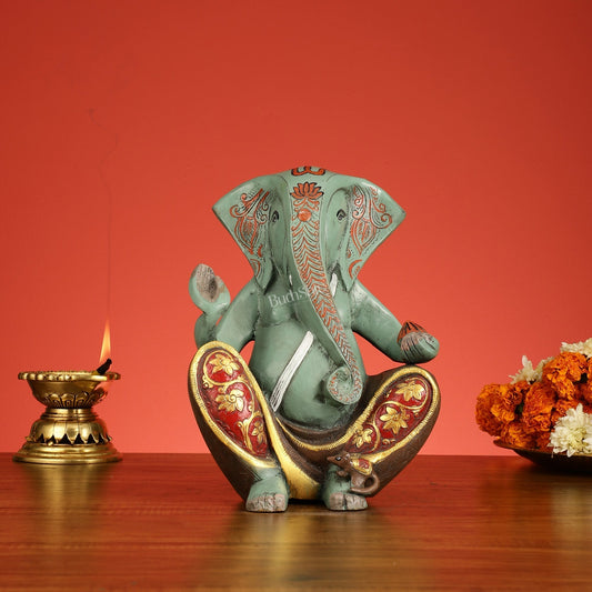 Sama Homes-abstract modern brass ganesha statue accent 11 inch 1