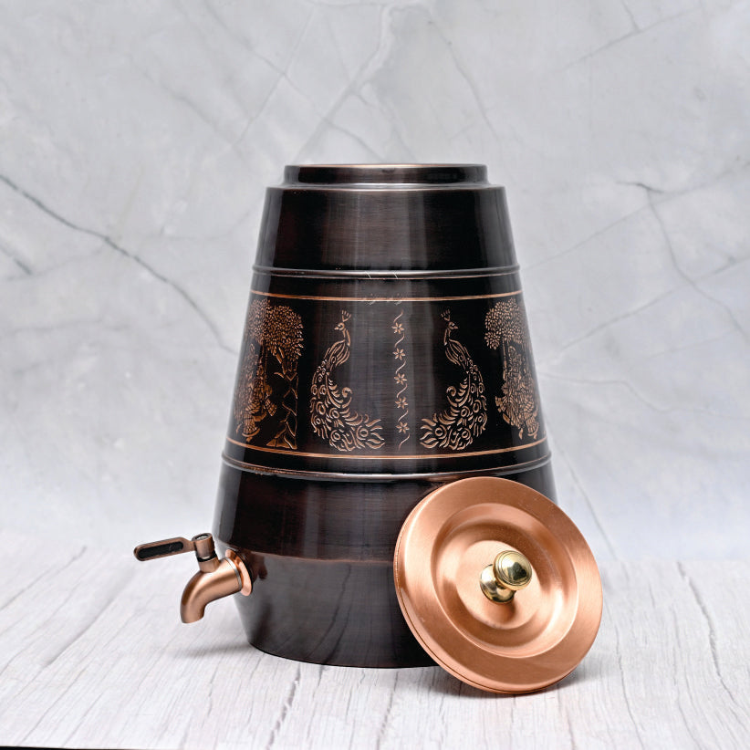 Pure Copper Water Dispenser Conical  Antique Engraved Designed - Image 2