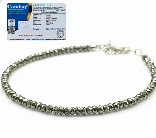 Raw Pyrite Anklet for Women | Natural Stone Jewelry for Protection, Wealth & Energy | Spiritual & Healing Bracelet