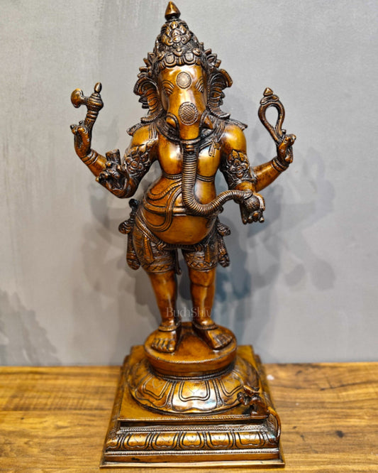 Sama Homes-antique bronze finish brass standing lord ganesha statue 20