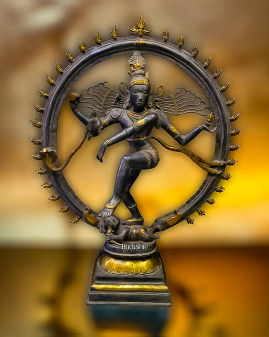 Sama Homes-antique finish brass handcrafted nataraja statue 35 inch