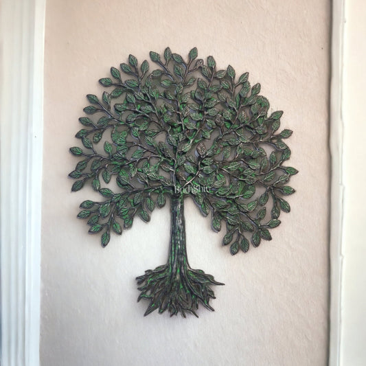 Sama Homes-antique green brass kalpavriksha tree for wall hanging 20 inch