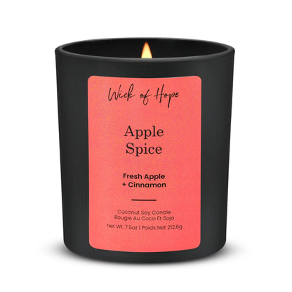Apple Spice Candle | Fresh Apple + Cinnamon by Wick of Hope - Full Size Candle