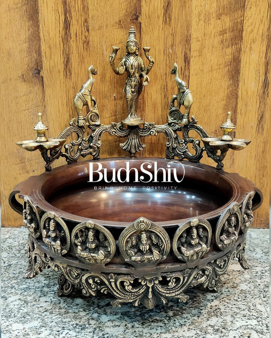 Sama Homes-ashtalakshmi brass urli with diyas copper wash