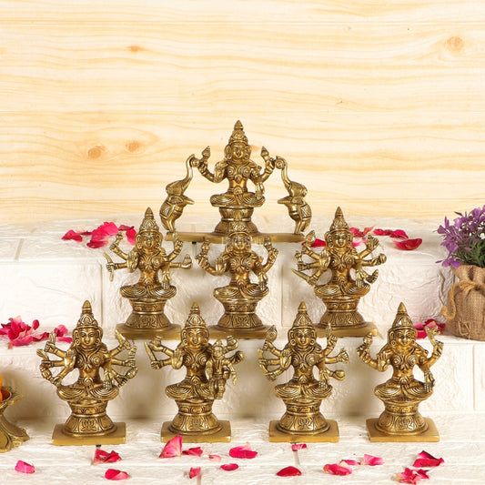 Sama Homes-ashtalakshmi superfine brass idols 5 inches round base