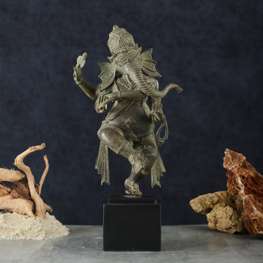 Balinese Bronze Dancing Ganesha Sculpture – 20.5" Height, Lost Wax Casting | 100% Certified Copper & Brass - Sama Homes Idol - Brass Sculpture