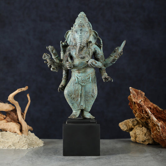 Balinese Bronze Standing Ganesha Sculpture – 15" Height, Lost Wax Casting | 100% Certified Copper & Brass - Sama Homes Idol - Brass Sculpture