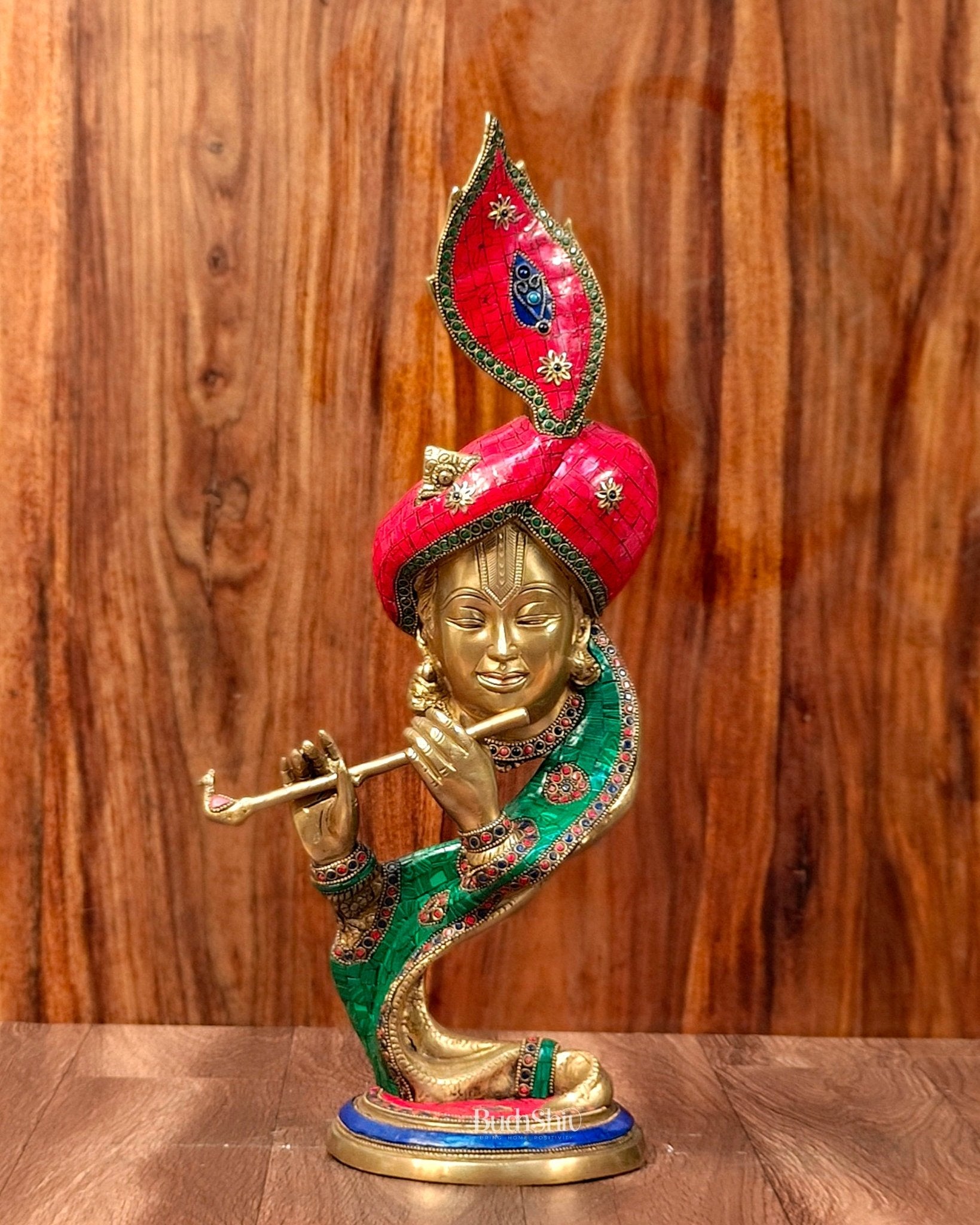 Beautiful Modern Aatma Krishna Brass Idol 20" | BudhShiv | 100% Certified Copper & Brass - Sama Homes Idol - Brass Sculpture - Eco-friendly - Sama Homes