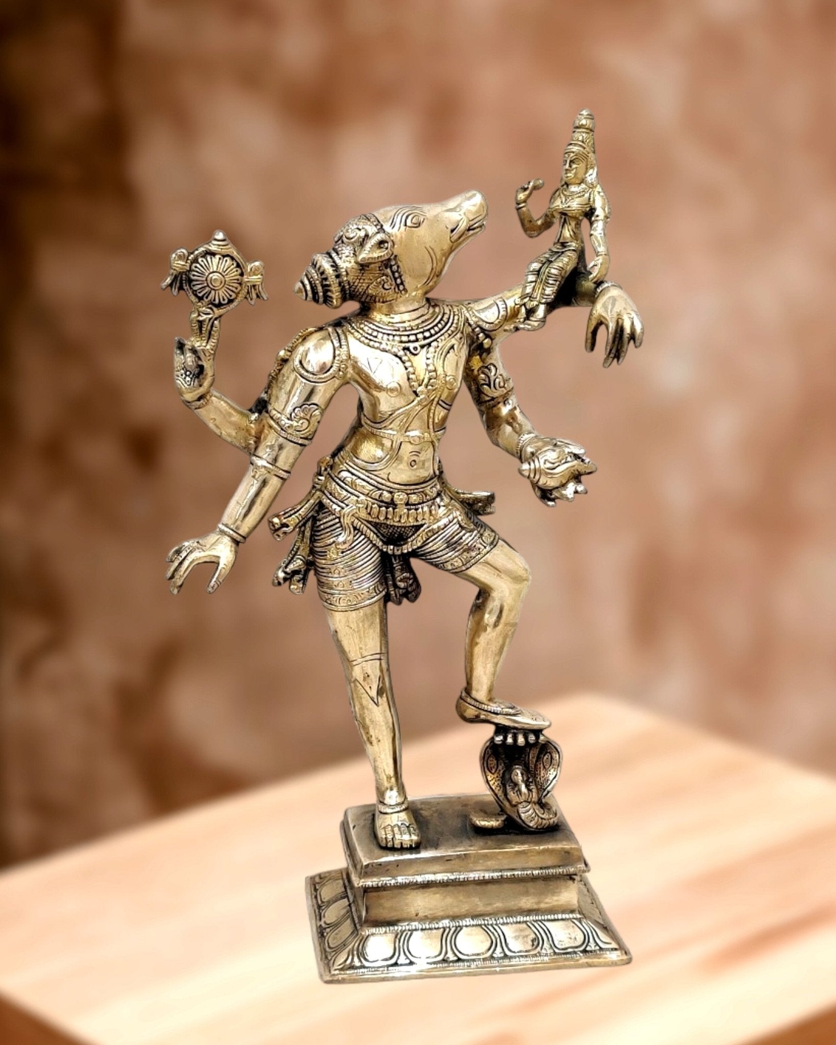 Bhoovaraha swamy Varaha Lakshmi Brass Statue 17 inch | 100% Certified Copper & Brass - Sama Homes Idol - Brass Sculpture - Eco-friendly - Sama Homes