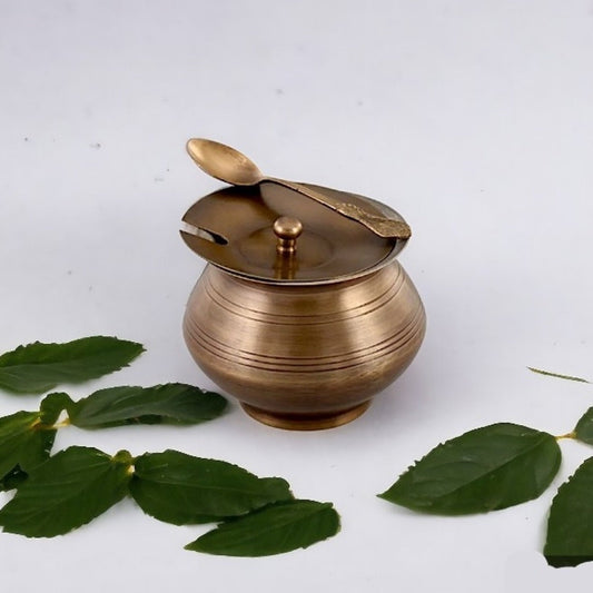 Sama Homes Brass Antique Ghee Pot with Tin Coating 100%  pure brass with a classic look.