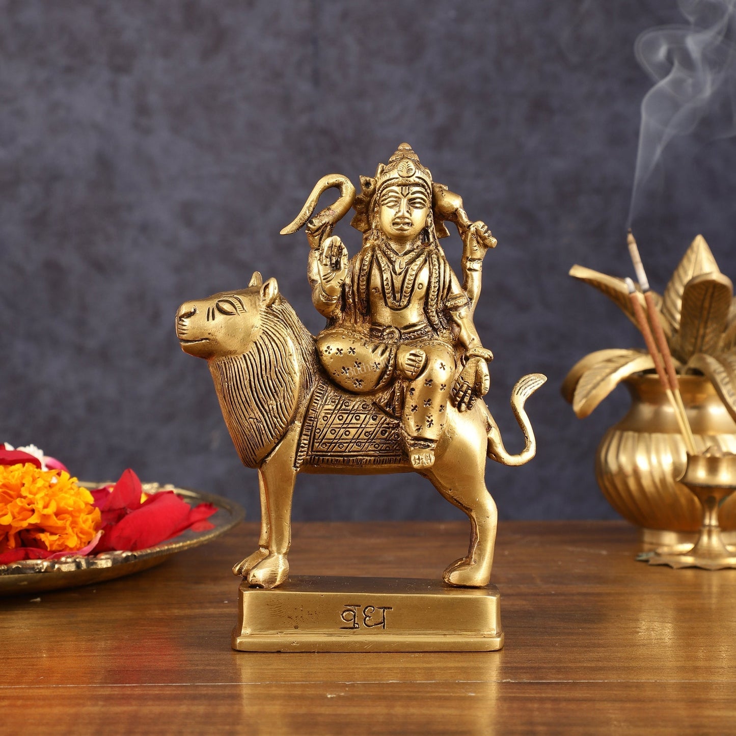 Brass Buddh Graha Somaya Idol for Pooja & Vastu - 6 Inch Height | 100% Certified Copper & Brass - Sama Homes Idol - Brass Sculpture