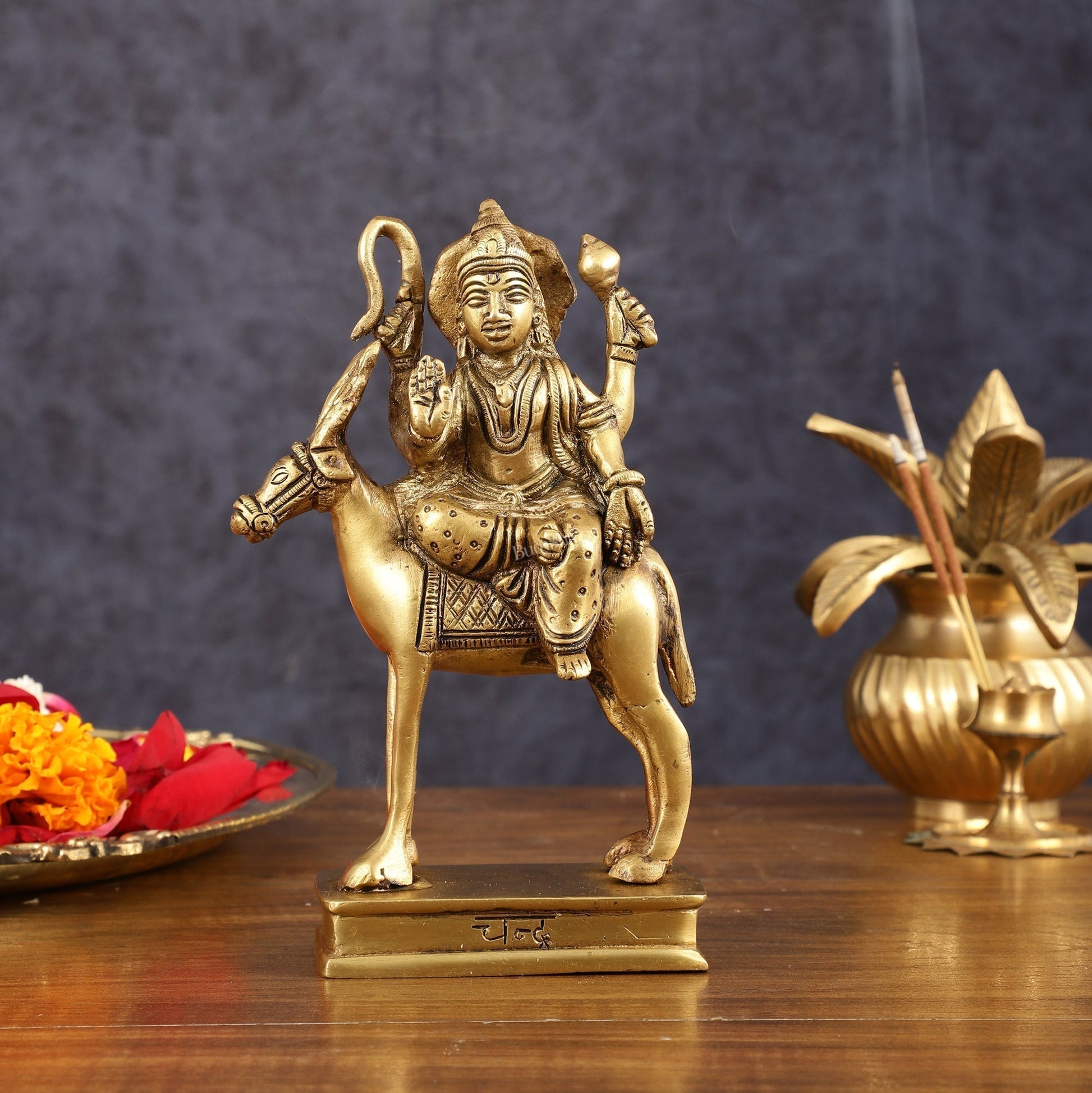 Brass Chandra Dev Graha Soma Dev Idol for Pooja & Vastu - 6.5 Inch Height | 100% Certified Copper & Brass - Sama Homes Idol - Brass Sculpture - Eco-friendly - Sama Homes