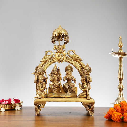 Sama Homes-brass complete ram darbar statue with shatrughan and bharat 16 inch