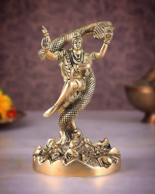 Brass Dancing Shiva idol - Excellent Statue 6" | 100% Certified Copper & Brass - Sama Homes Idol - Brass Sculpture
