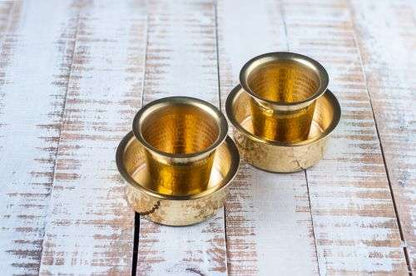 Handcrafted Brass Coffee Filter (Medium) with Davara Tumbler Set | Traditional South Indian Coffee Maker | Eco-Friendly & Ayurvedic Cookware - Sama Homes