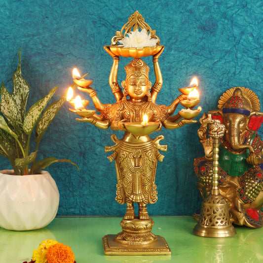 Sama Homes-brass deep lakshmi with ten hands 15