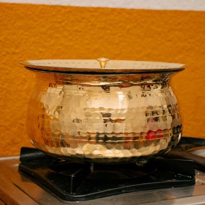 Handcrafted Brass Degchi Cooking Pot – Traditional Indian Kitchen Cookware | Eco-Friendly & Durable by TOS - brass