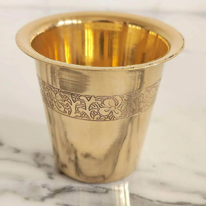 Handcrafted Brass Etched Tea Glass – 120ml, Traditional Indian Drinkware – Image 3