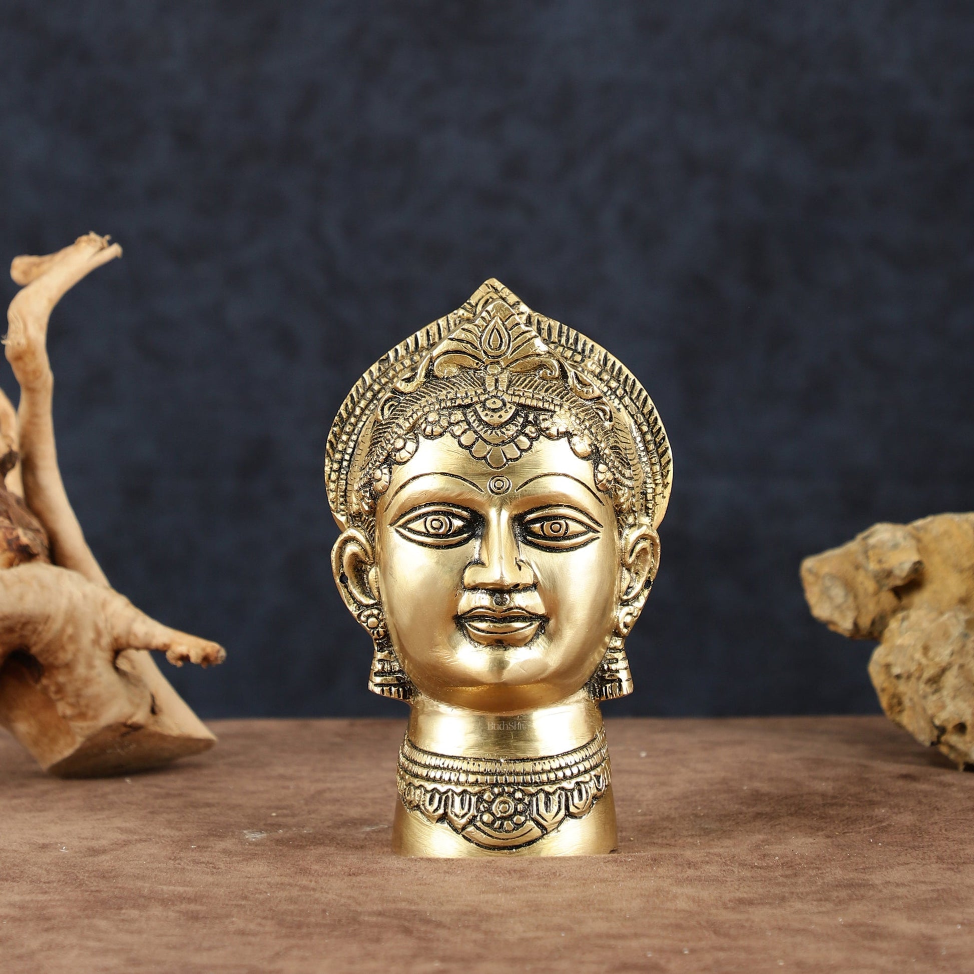 Brass Goddess Parvati Gauri Face Statue | Beautiful Features | 7 | 100% Certified Copper & Brass - Sama Homes Idol - Brass Sculpture - Eco-friendly - Sama Homes