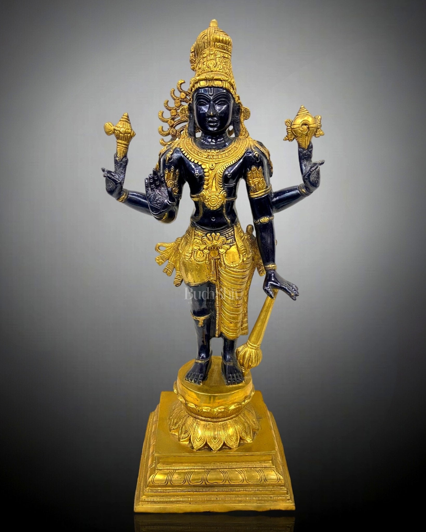 Brass Half Vishnu Half Shiva (Shankaranarayana) Statue | 21 inch | 100% Certified Copper & Brass - Sama Homes Idol - Brass Sculpture - Eco-friendly - Sama Homes