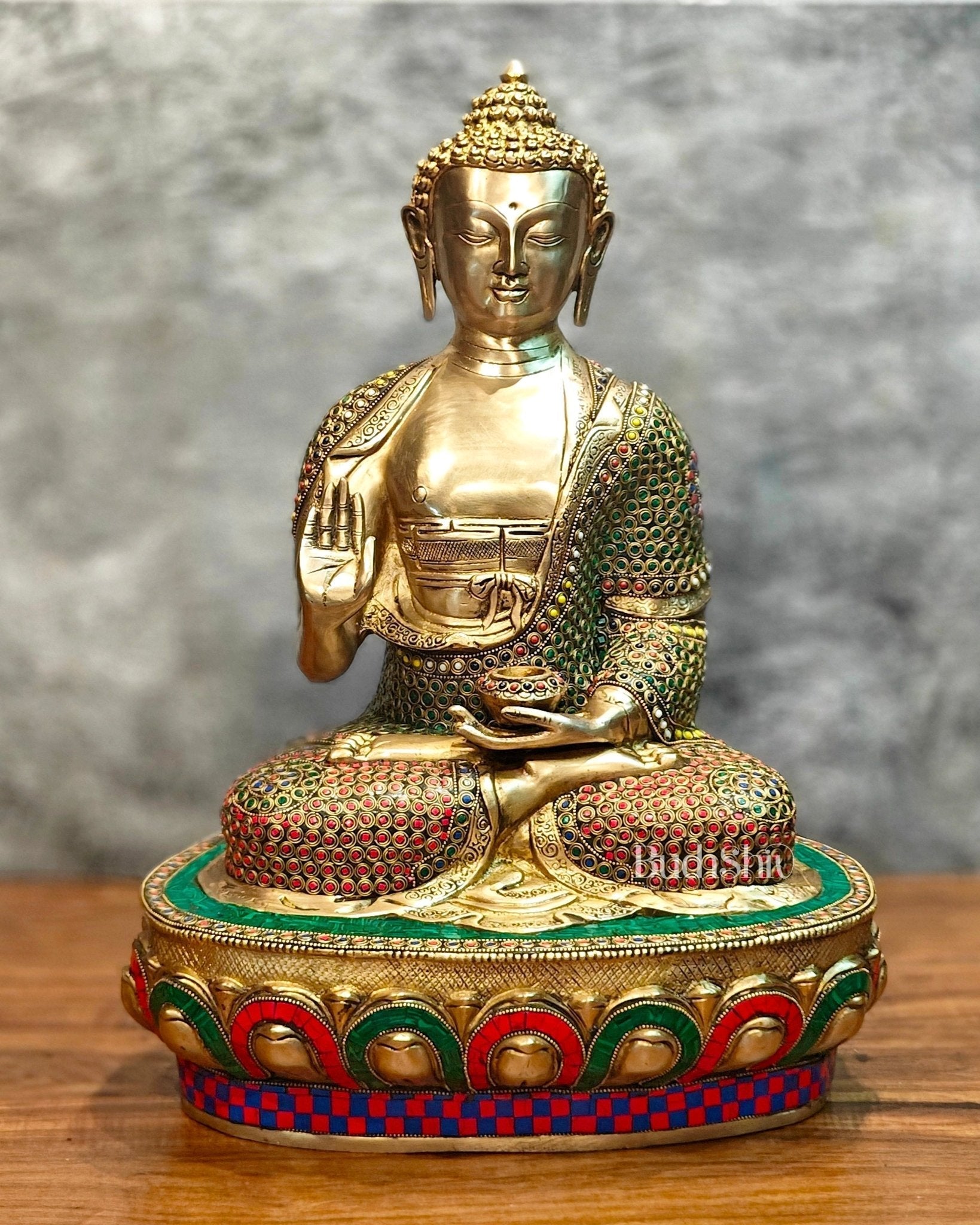 Brass Handcrafted Buddha Statue 21 inch | 100% Certified Copper & Brass - Sama Homes Idol - Brass Sculpture - Eco-friendly - Sama Homes