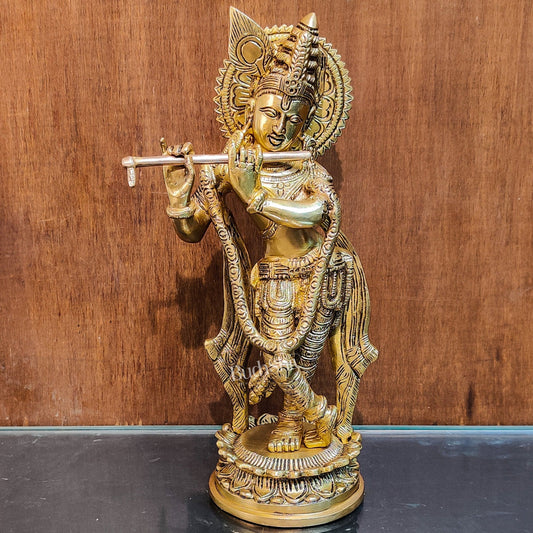 Sama Homes-brass superfine krishna idol 12