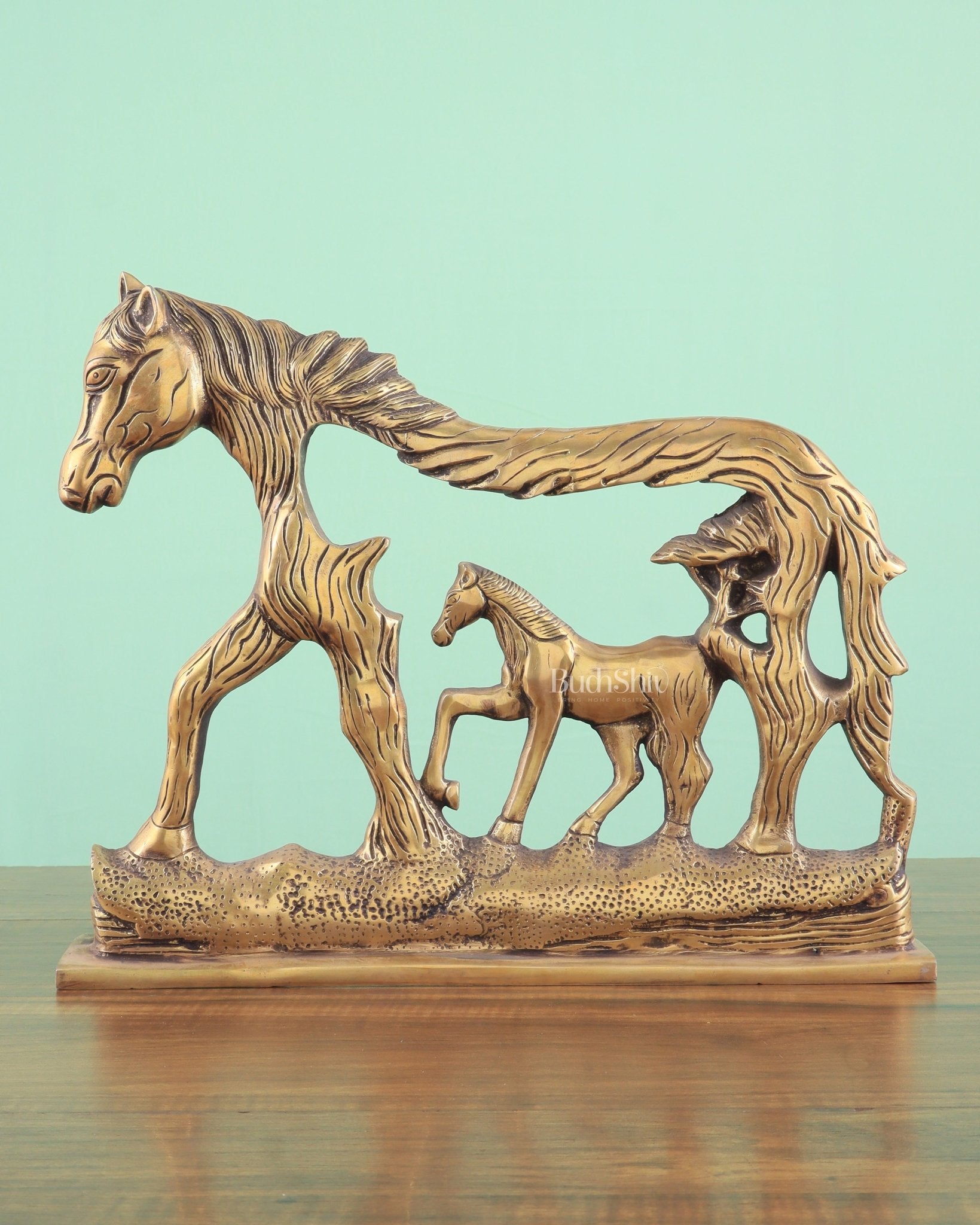Brass Horse Showpiece 2D – Tabletop & Wall Hanging – Sama Homes - Eco-friendly - Sama Homes