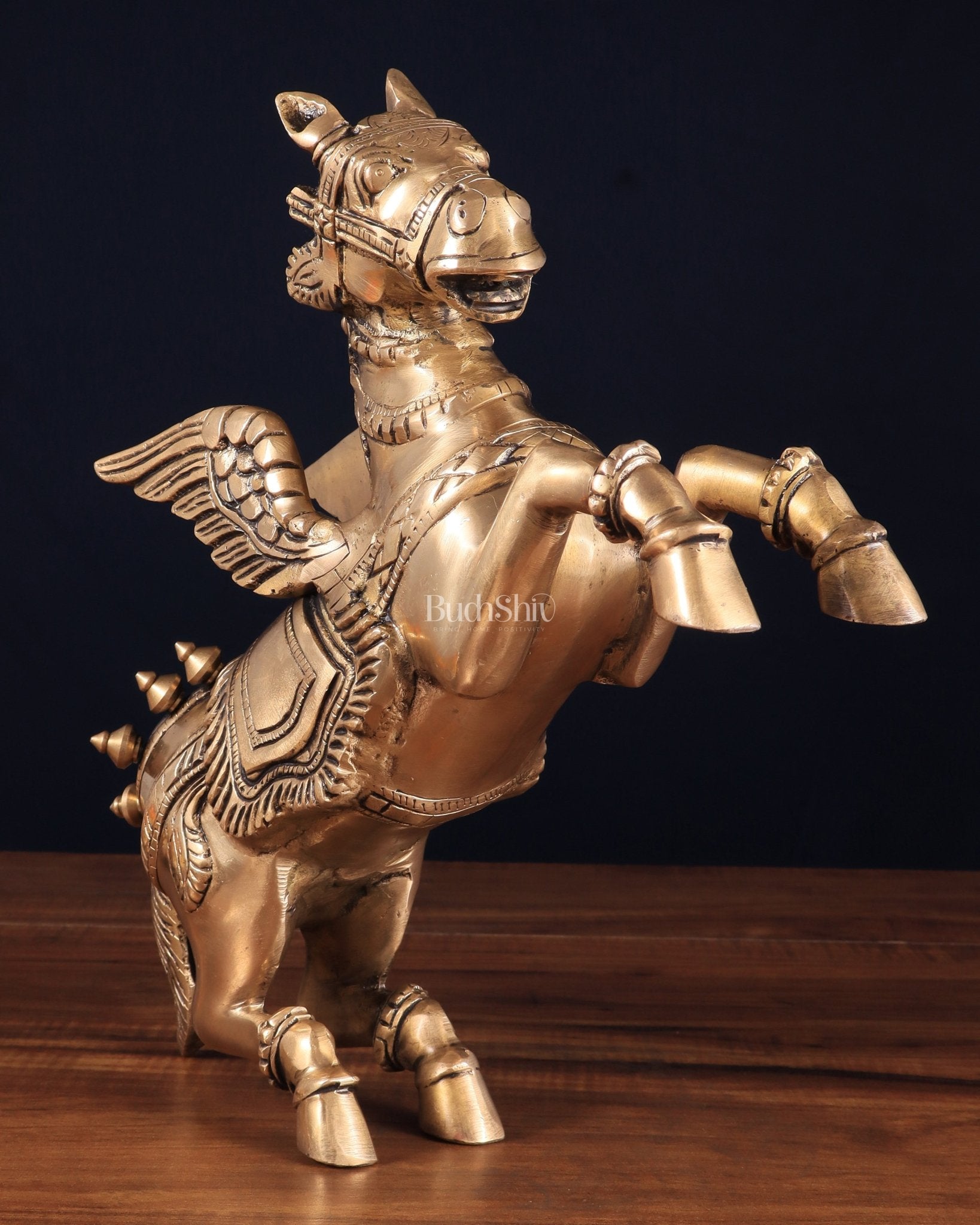 Brass large Flying Horse Pegasus Showpiece – 11.5" x 12" x 3.5" | Majestic Artistic Statue - Eco-friendly - Sama Homes
