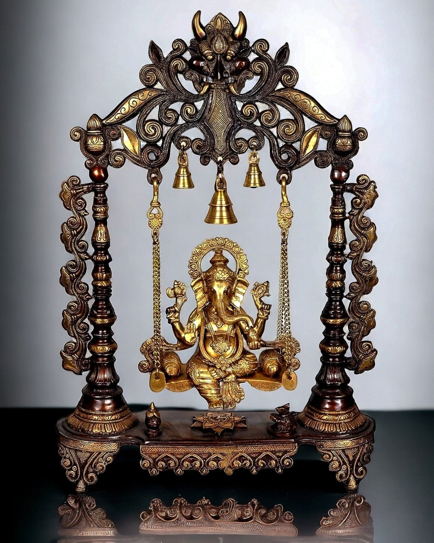 Brass Large Ganesha Swing - 26 inch | 100% Certified Copper & Brass - Sama Homes Idol - Brass Sculpture