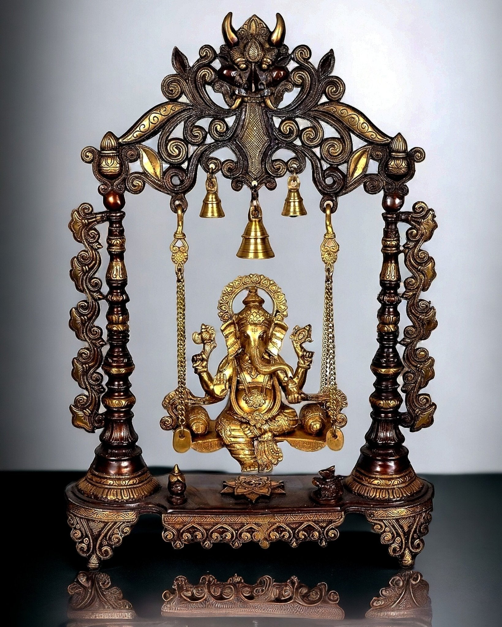 Brass Large Ganesha Swing - 26 inch | 100% Certified Copper & Brass - Sama Homes Idol - Brass Sculpture - Eco-friendly - Sama Homes