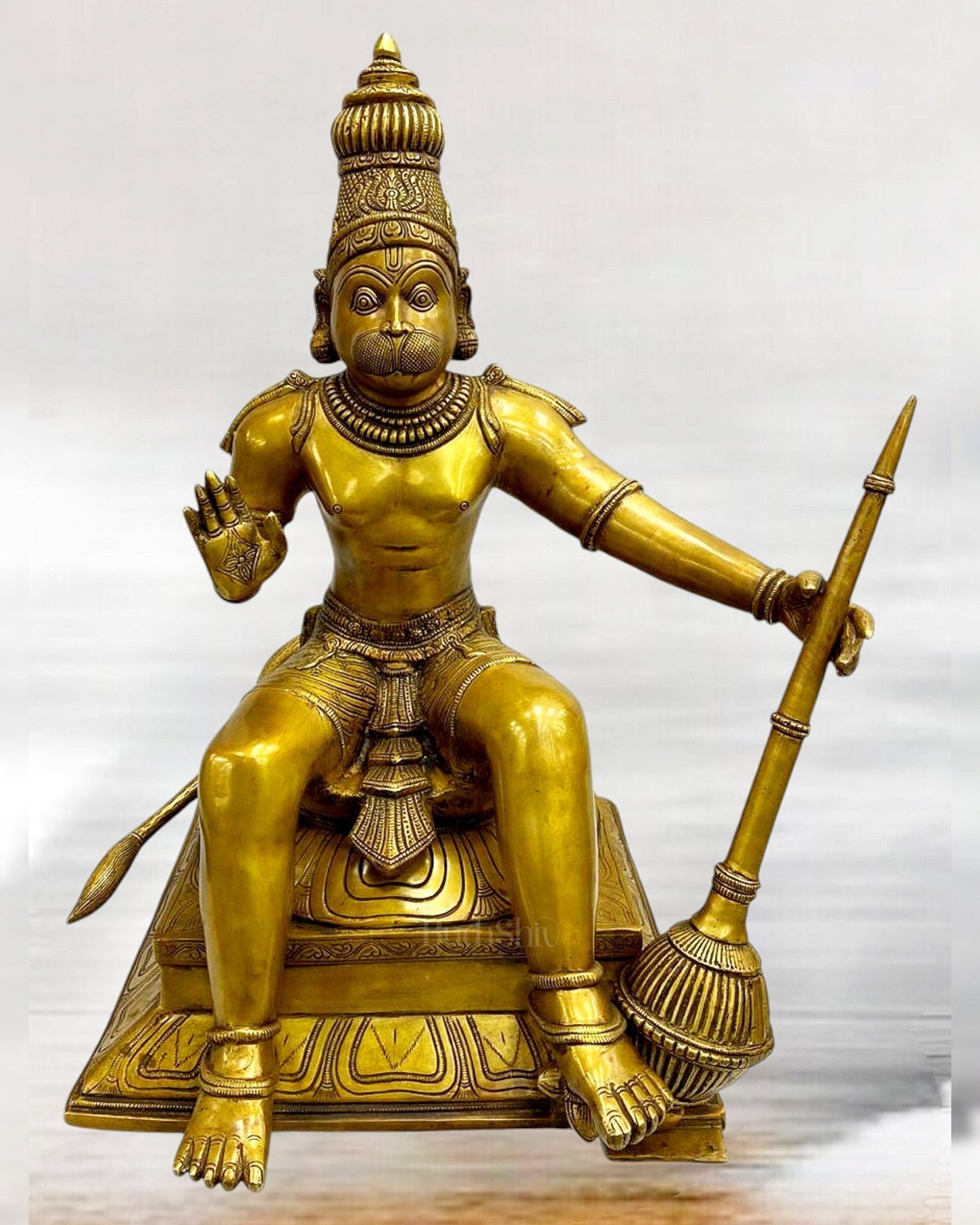 Brass Large Hanuman Statue - 22" | 100% Certified Copper & Brass - Sama Homes Idol - Brass Sculpture - Eco-friendly - Sama Homes
