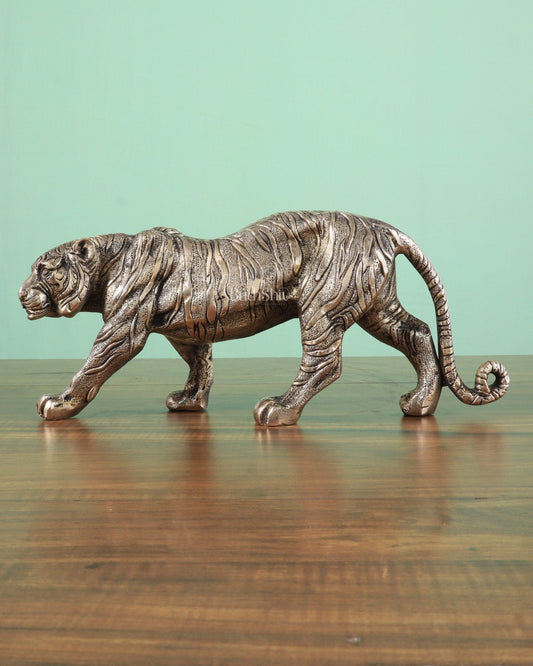 Brass Large Walking Tiger Statue – Enhanced Carvings | 100% Certified Copper & Brass - Sama Homes Idol - Brass Sculpture