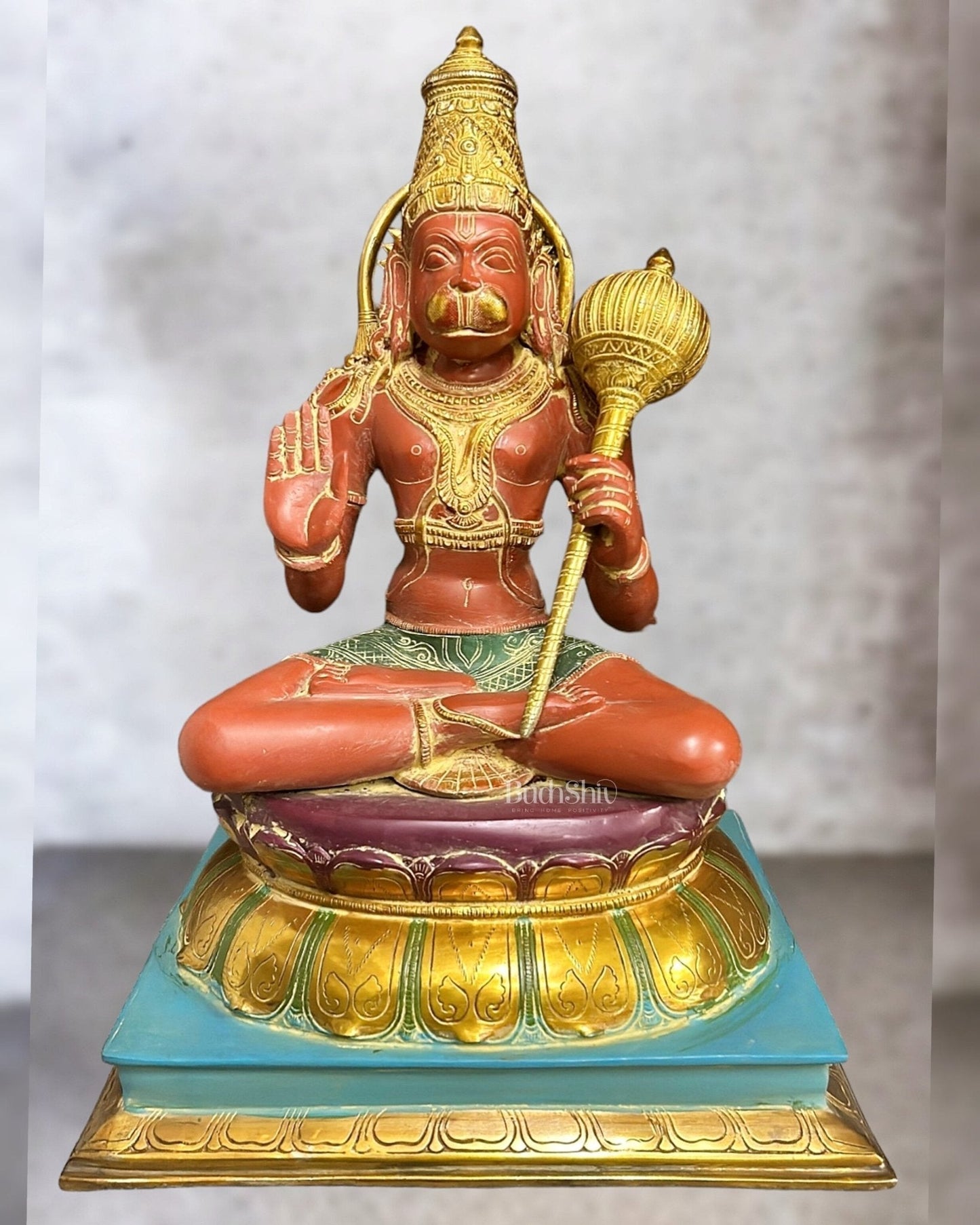 Brass Lord Hanuman Murti |18" Height | 100% Certified Copper & Brass - Sama Homes Idol - Brass Sculpture