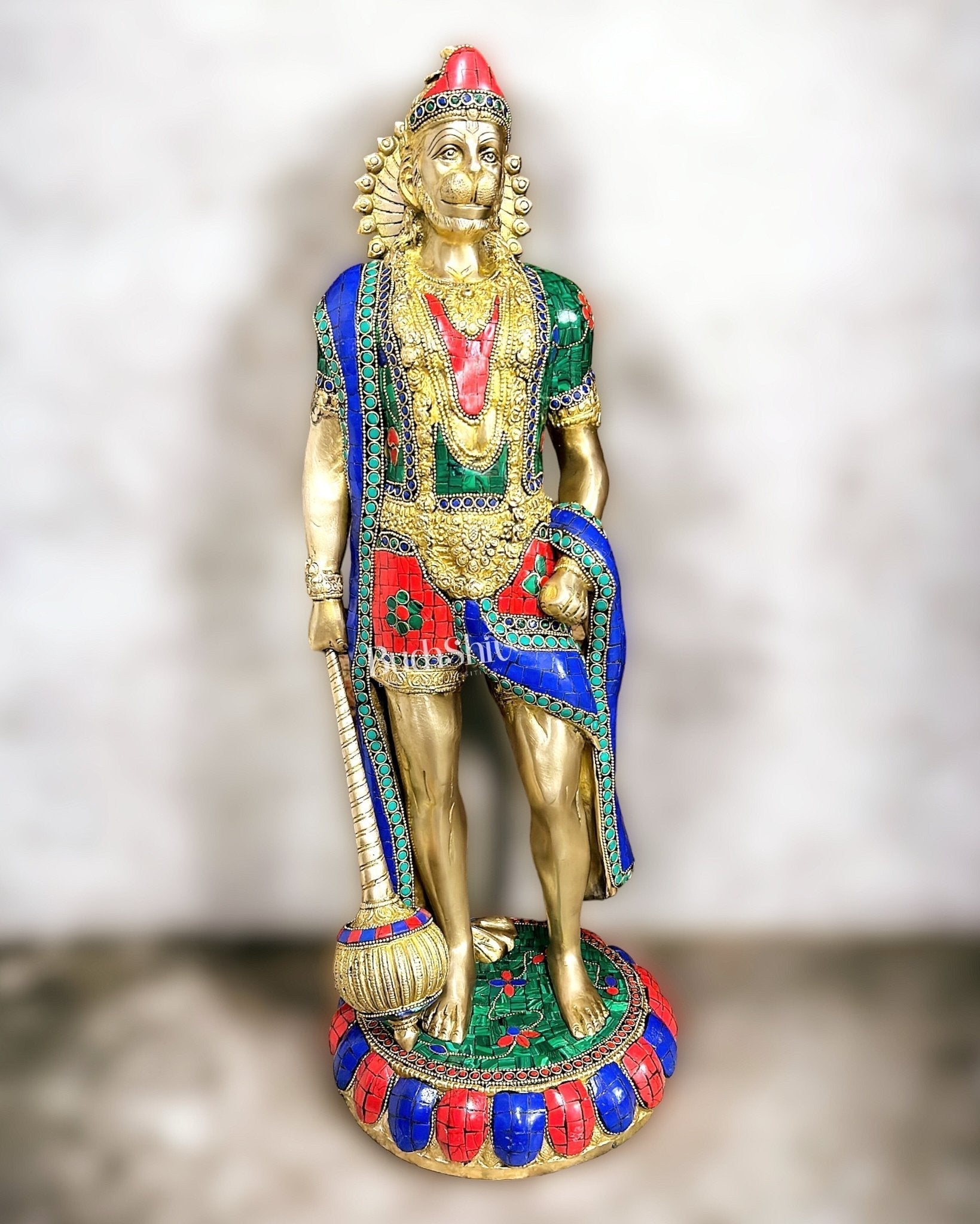 Brass Lord Hanuman Statue Standing 24" Height | 100% Certified Copper & Brass - Sama Homes Idol - Brass Sculpture - Eco-friendly - Sama Homes