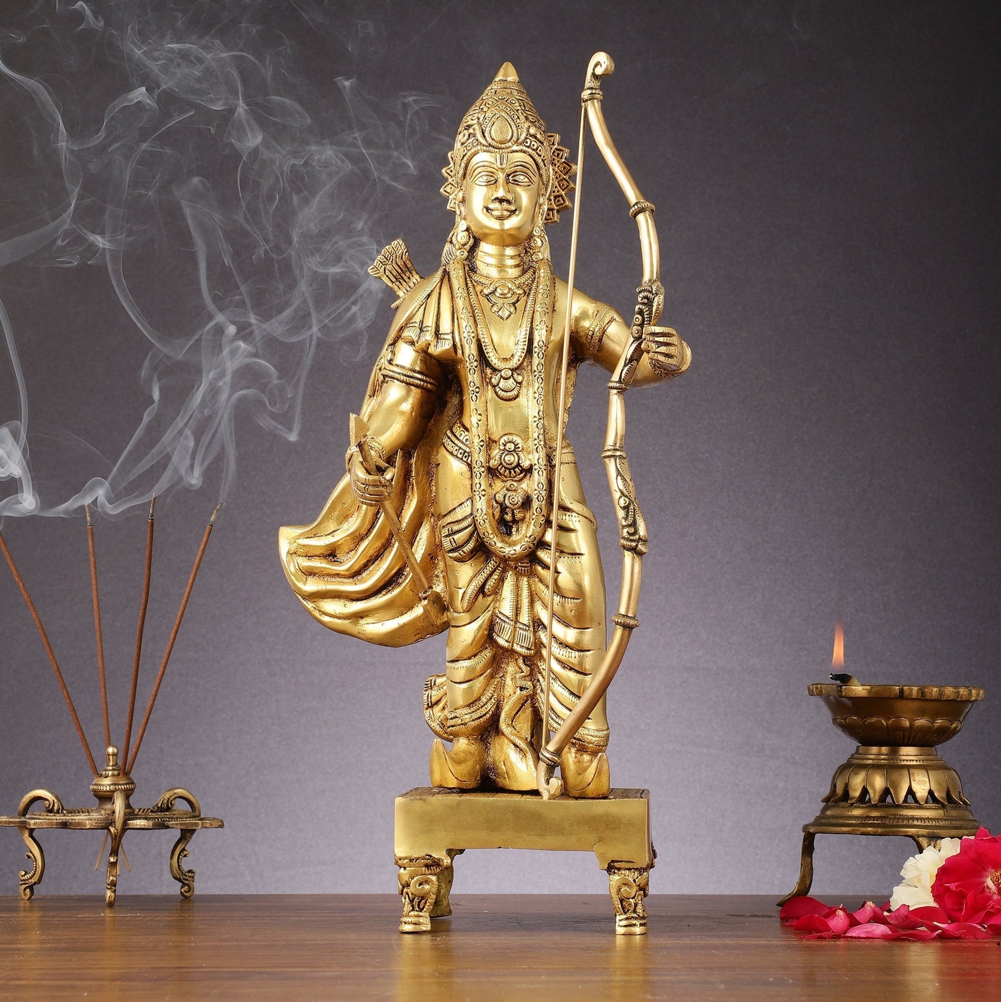 Brass Lord Rama statue | 18" | 100% Certified Copper & Brass - Sama Homes Idol - Brass Sculpture - Eco-friendly - Sama Homes