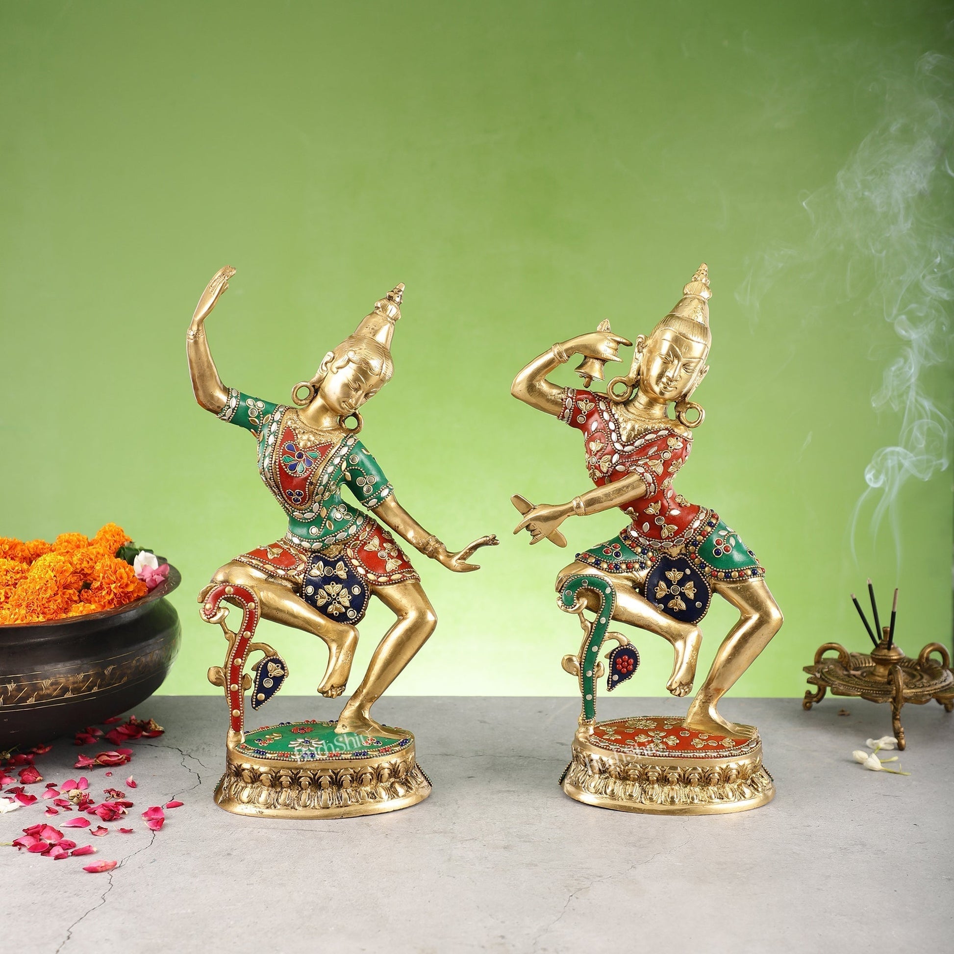 Brass Lord Shiva and Parvati Dancing Idols 15 inch | 100% Certified Copper & Brass - Sama Homes Idol - Brass Sculpture - Eco-friendly - Sama Homes
