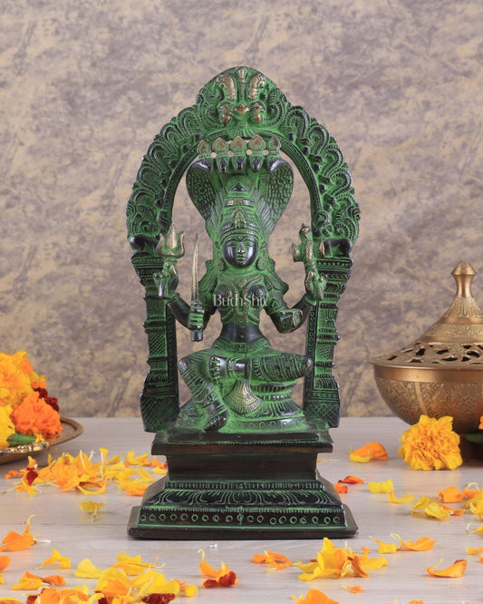 Brass Mariamman Karumariamma Idol | Height: 9.5 inch black and green | 100% Certified Copper & Brass - Sama Homes Idol - Brass Sculpture