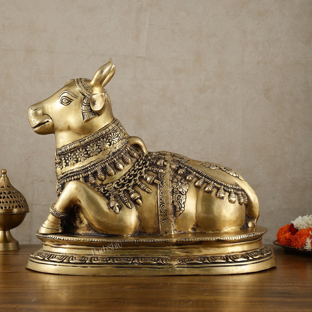 Brass Nandi Statue vintage tone - 20 inch | 100% Certified Copper & Brass - Sama Homes Idol - Brass Sculpture - Eco-friendly - Sama Homes