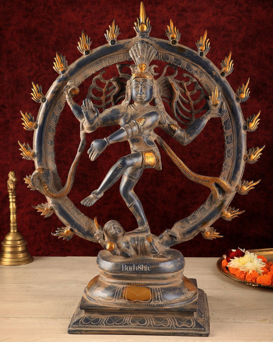 Brass Nataraja Sculpture 24 inch sand finish | 100% Certified Copper & Brass - Sama Homes Idol - Brass Sculpture