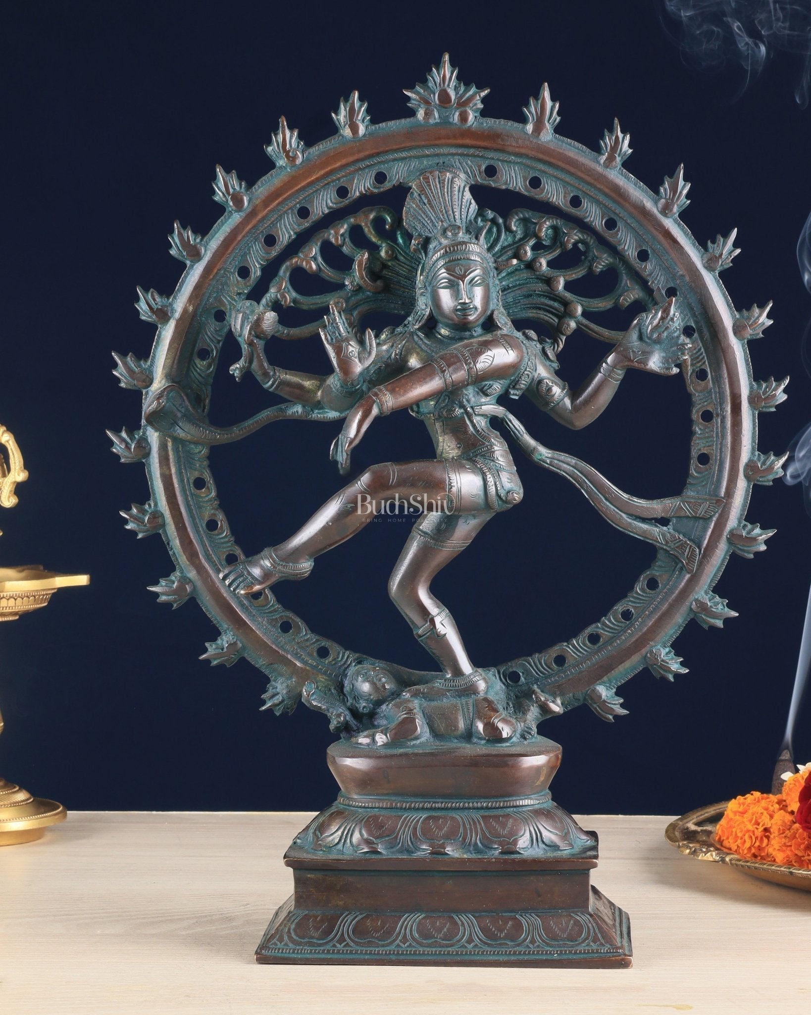 Brass Nataraja Statue - 13" Height vintage bronze tone | 100% Certified Copper & Brass - Sama Homes Idol - Brass Sculpture - Eco-friendly - Sama Homes