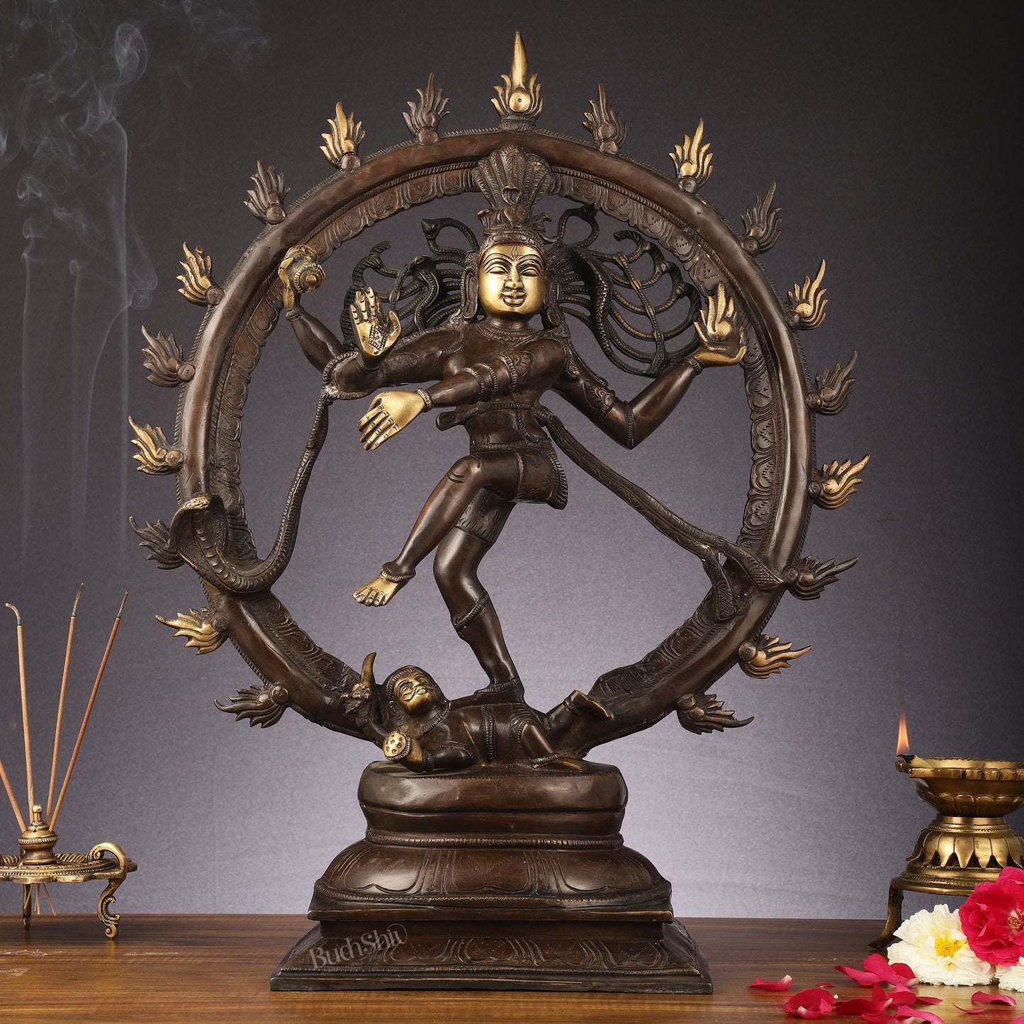 Brass Nataraja Statue 24" Dark Brown | 100% Certified Copper & Brass - Sama Homes Idol - Brass Sculpture