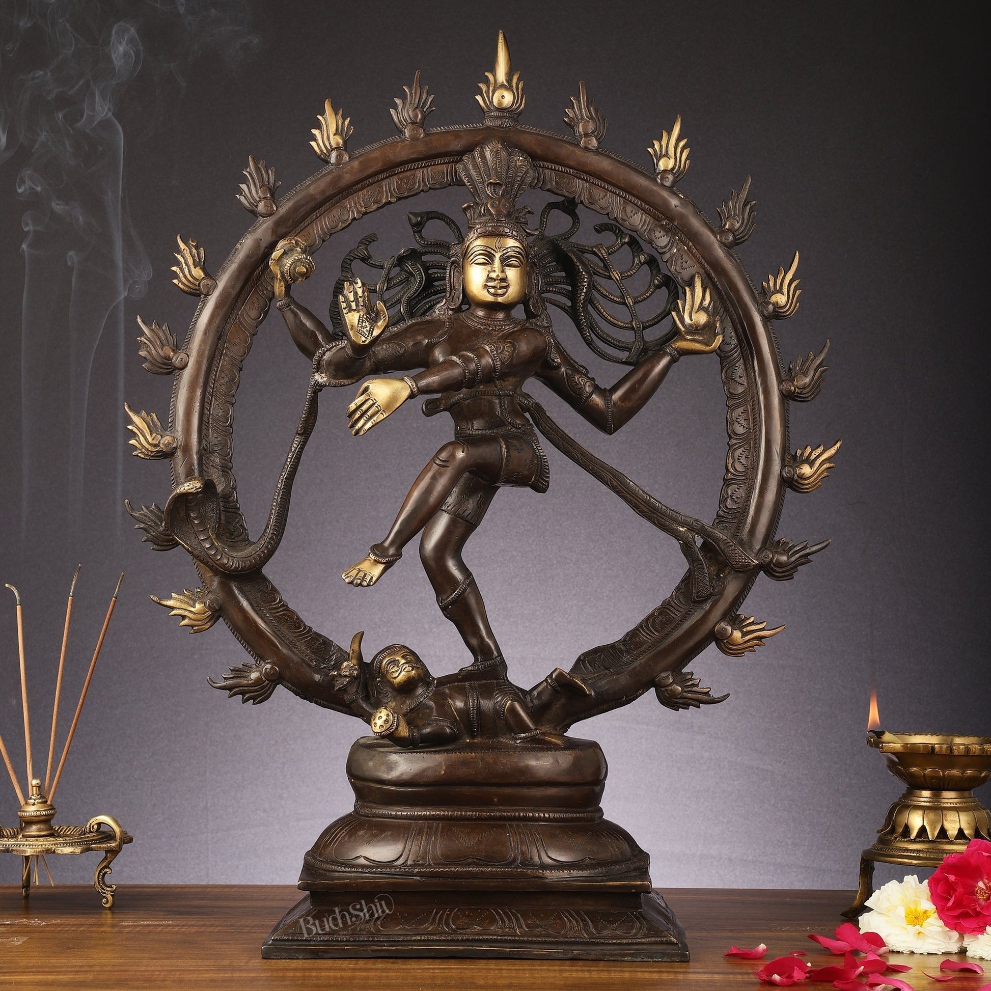 Brass Nataraja Statue 24" Dark Brown | 100% Certified Copper & Brass - Sama Homes Idol - Brass Sculpture - Eco-friendly - Sama Homes