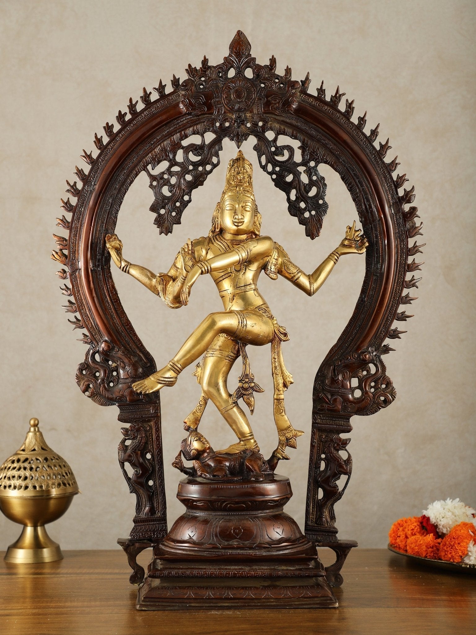 Brass Nataraja Statue - 26" Height dual tone | 100% Certified Copper & Brass - Sama Homes Idol - Brass Sculpture - Eco-friendly - Sama Homes
