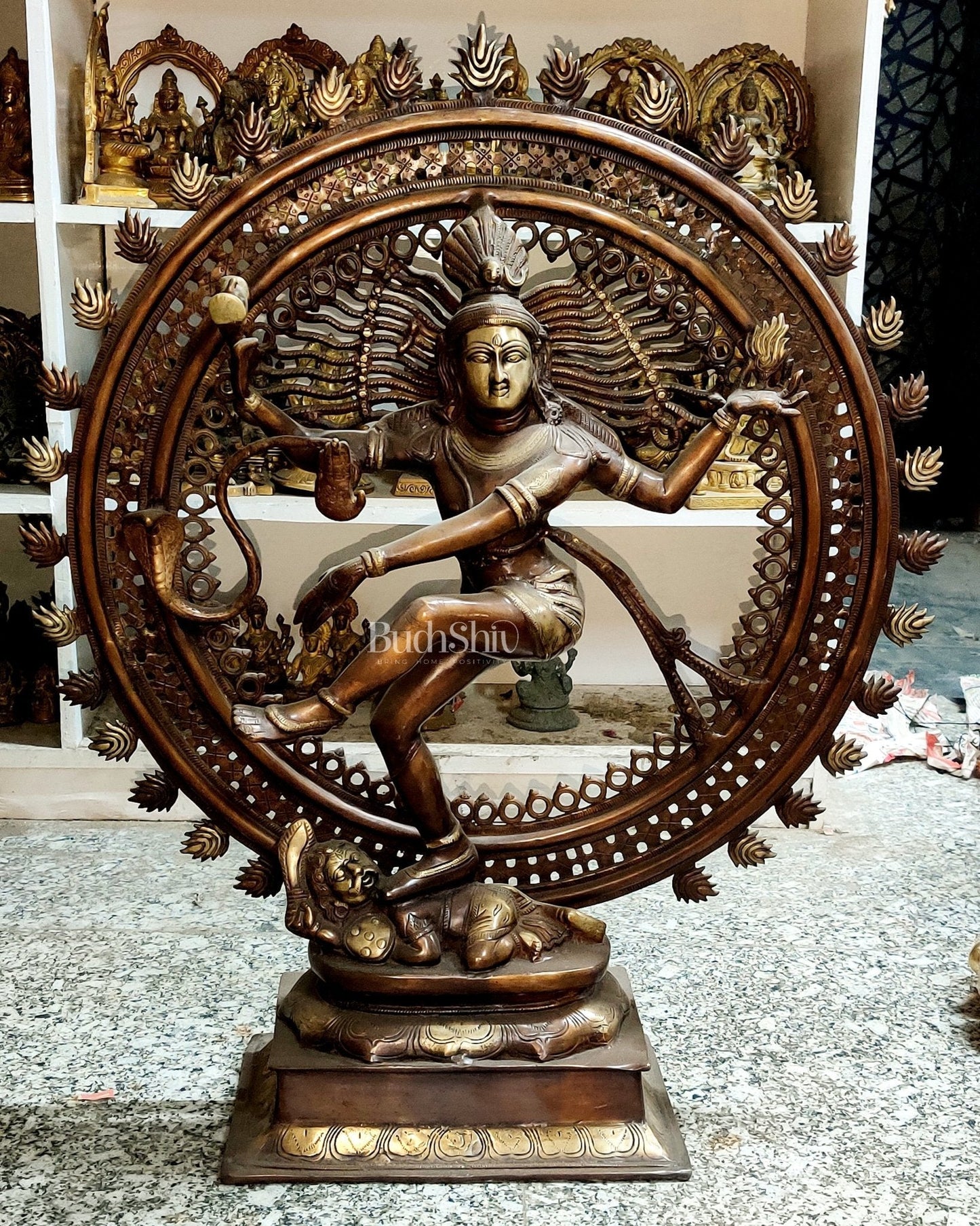 Brass Nataraja Statue - 33 inch | 100% Certified Copper & Brass - Sama Homes Idol - Brass Sculpture