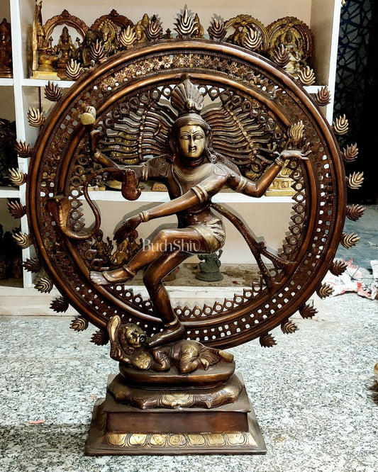 Brass Nataraja Statue - 33 inch | 100% Certified Copper & Brass - Sama Homes Idol - Brass Sculpture